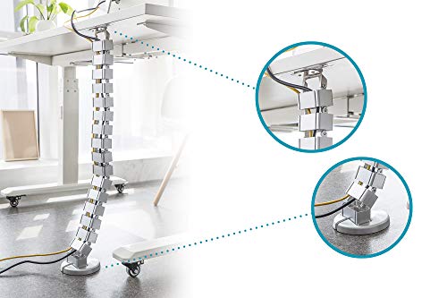 DIGITUS Vertical cable management - Flexible desk cable management - Metal base - Desk height up to 130 cm - Silver - Image 2