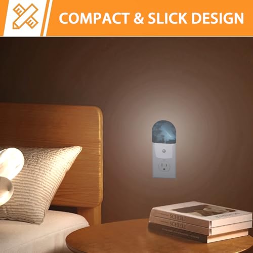 Image of Forests Stars Meteors Night Light,Night Lights Plug into Wall with Dusk to Dawn Sensor,Lamp for Bedroom Bathroom Hallway Nightlight for Women Girls