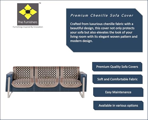 Image of Premium Chenille Woven Anti-Slip 3 Seater Sofa Cover | L-Shape Sofa Seat Protector for Living Room | Durable & Stylish Slipcover - Dark Grey