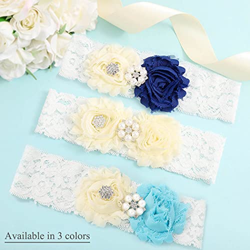 Yikisdy Wedding Bridal Garters Lace Floral Garter Set Flower Stretch Garter Bride Leg Accessory For Women And Girls #TOP1