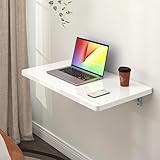 Clikuutory White Wall Mounted High Gloss Folding Table 23.6' L x 15.7' W, Laundry Folding Table for Laundry Room, Home Office, Kitchen, Bedroom, Home Bar, Wall Desk Fold Down for Small Spaces