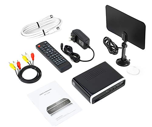Exuby Digital Converter Box for TV, Flat Antenna and Coaxial Cable for Over The Air TV - No Subscriptions Needed - Instant & Scheduled Recording, 1080P HD 7 Day Guide & LCD Screen