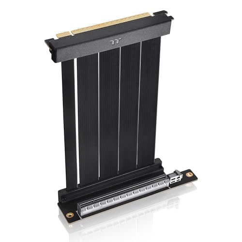 Thermaltake Cavo riser PCIe 4.0 con connettori a 90°; trasmissione ad alta velocità da 16 Gbps; 130 mm; schermatura EMI; AC-071-CO1OTN-C1; 3 anni di garanzia
