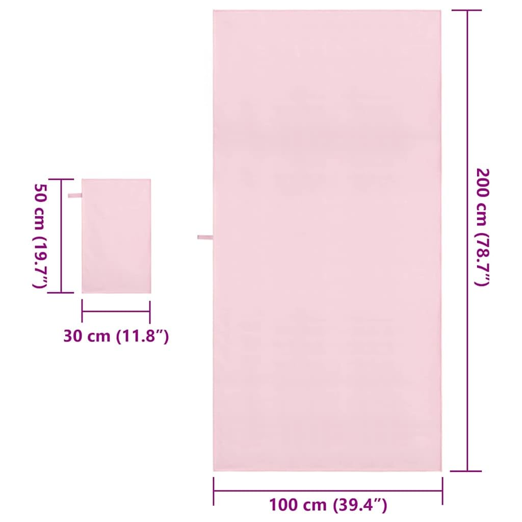 Juego de 2 toallas deportivas de tela rosa, secado rápido, absorbente, suave, mullida, de microfibra, toalla de baño, 200 x 100 cm, toalla de ducha, toalla de invitados, toalla de playa