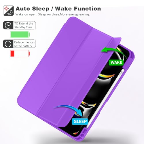 Image of ZryXal New iPad Pro 13 Inch Case (M5) 2025 / (M4) 2024 with Pencil Holder, Smart iPad Case [Support Pencil Pro and Pencil (USB-C)], Support Touch ID and Auto Wake /Sleep (Grape Purple)