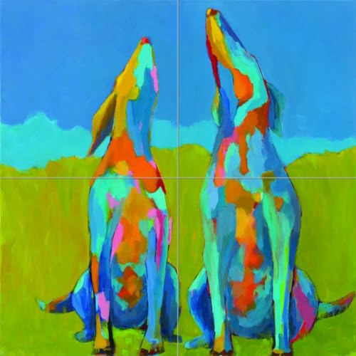 Ceramic Backsplash Tile Mural Dog Kitchen/Bathroom - Howling Hounds -