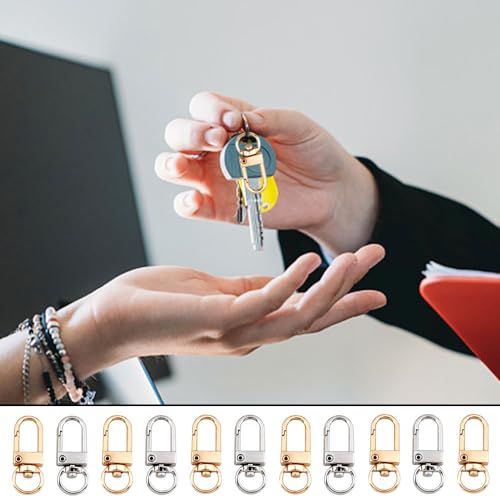 Rebanky 40 Stück Karabinerhaken Metal Hummer Krallenverschlüsse, Karabinerhaken mit Drehgelenk, Trigger Snap Hook, 360° Drehbar Karabinerhaken, Karabinerhaken mit Drehgelenk für DIY Taschen Basteln