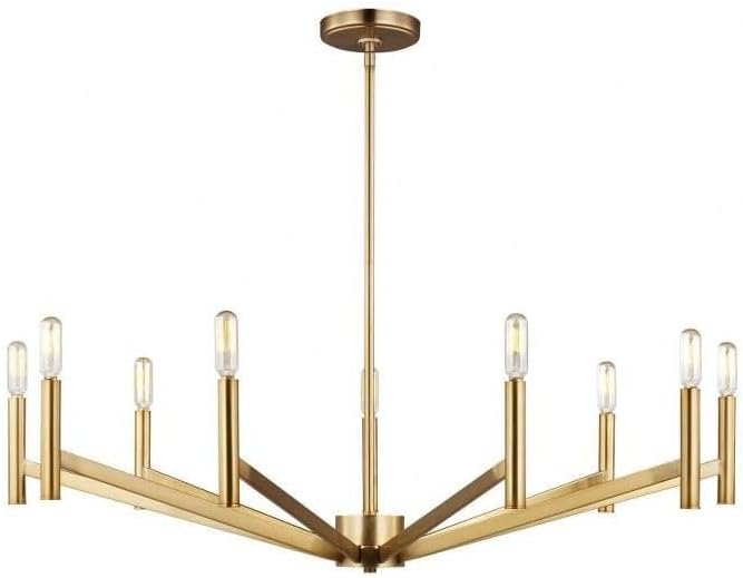 Satin Brass Modern 9-Light Chandelier with Incandescent Elegance