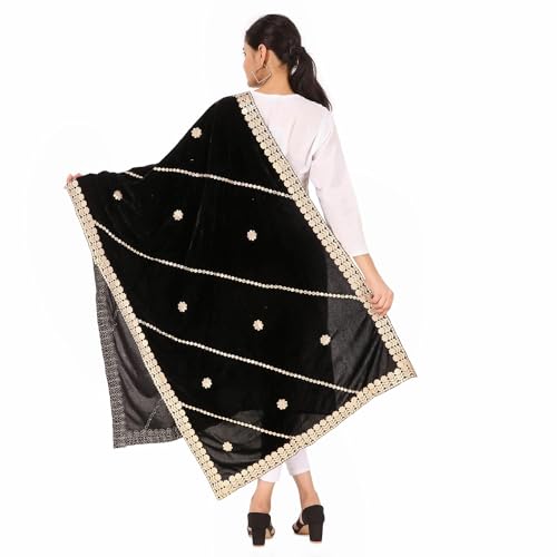 Women's Striped Gota Patti Velvet Dupattas4