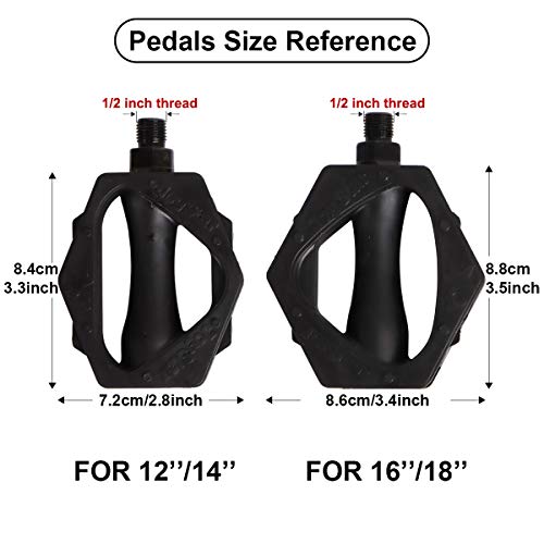 Drbike Replacement Bike Pedals For 12" 14" Inch Kids Bike, 1/2 Inch Thread Child Bicycle Pedals, Black #TOP4