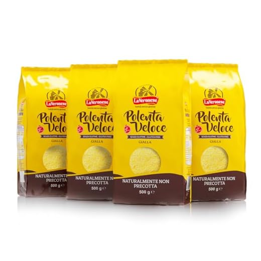 La Veronese | Polenta Veloce Gialla, Farina Non Precotta Pronta in 5 Minuti, Senza Glutine, Ottenuta dalla Macinazione di Mais Selezionato Italiano, Polenta Veloce Gialla, 4X500g