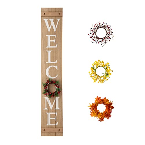 Glitzhome Spring Winter Welcome Sign for Front Porch,...
