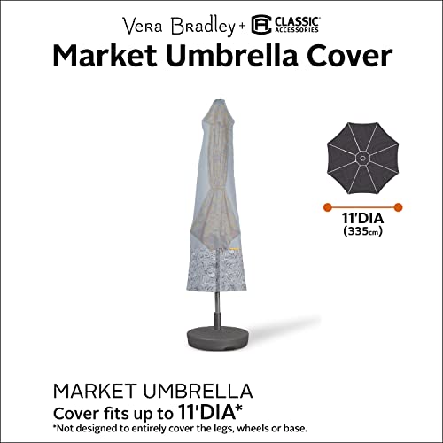 Vera Bradley By Classic Accessories Water-Resistant Market Umbrella Cover, 11 Foot, Rain Forest Toile Gray, Patio Furniture Covers #TOP4