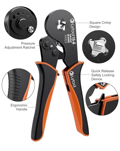 Lytool szczypce zaciskowe 0,08-16 mm² - szczypce do tulejek kablowych i zaciskania czworokątnego, samoregulujące
