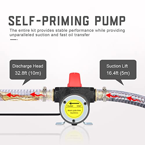 Vevitts 12V Electric Fuel Oil Transfer Pump Diesel Kerosene Biodiesel Change Transfer Extractor Pump Kit 175W 12Gpm Oil Fuel Extractor Pump With Handle For Car/Marine/Rv/Marine/Boat #TOP4
