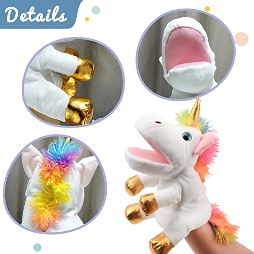 image for Hopearl Plush Unicorn Hand Puppet with Open Movable Mouth for Imaginat