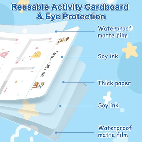 Image of PATPAT 64 Sheet Pen Control Training Flash Cards Preschool Alphabet, Number & Shape Dot-to-Dot Tracing Practice Card Writing Control Practice Card Portable Learning Flashcards with Marker