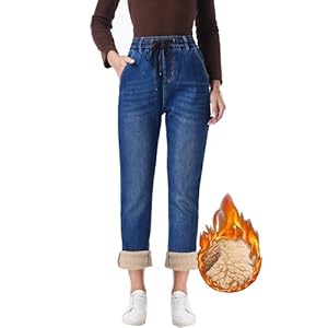 Women’s Sherpa Lined Thermal Winter Jeans Fleece Cashmere Warm Denim Jean Joggers