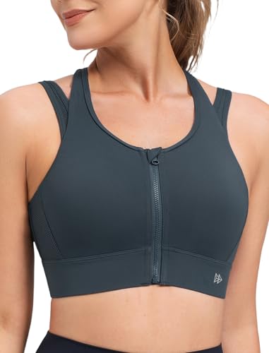 Image of Yvette Front Closure High Support Sports Bras for Women Double Straps Plus Size Sports Bra with Sewn in Pads