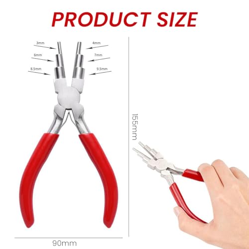 Image of HASTHIP 6 inch Jewelry Pliers - Carbon Steel Round Nose Needle Nose Pliers For 3-10mm Rings DIY Wire Looper Jewelry Bail Pliers Jewelry Making Tools, Rubberized Handle Comfort Grip
