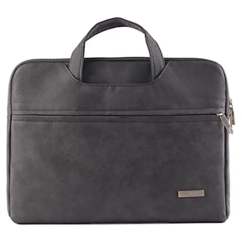 Teamgee Leather Laptop Sleeve, 15.6" Portable Monitor Carrying Bag, Slim Protective Laptop Case Waterproof Durable for 13-15.6 inch Laptops, Graphite Black Cover