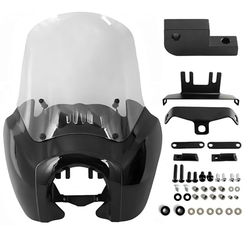 Image of FATECIM Headlight Fairing with 15'' Clear Windshield Windscreen for Harley Dyna T-Sport FXDXT FXD FXDC FXDB FXDL FXDLS