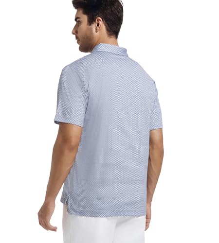 Alex Vando Mens Golf Shirt Moisture Wicking Classic Print Golf Shirts for Men