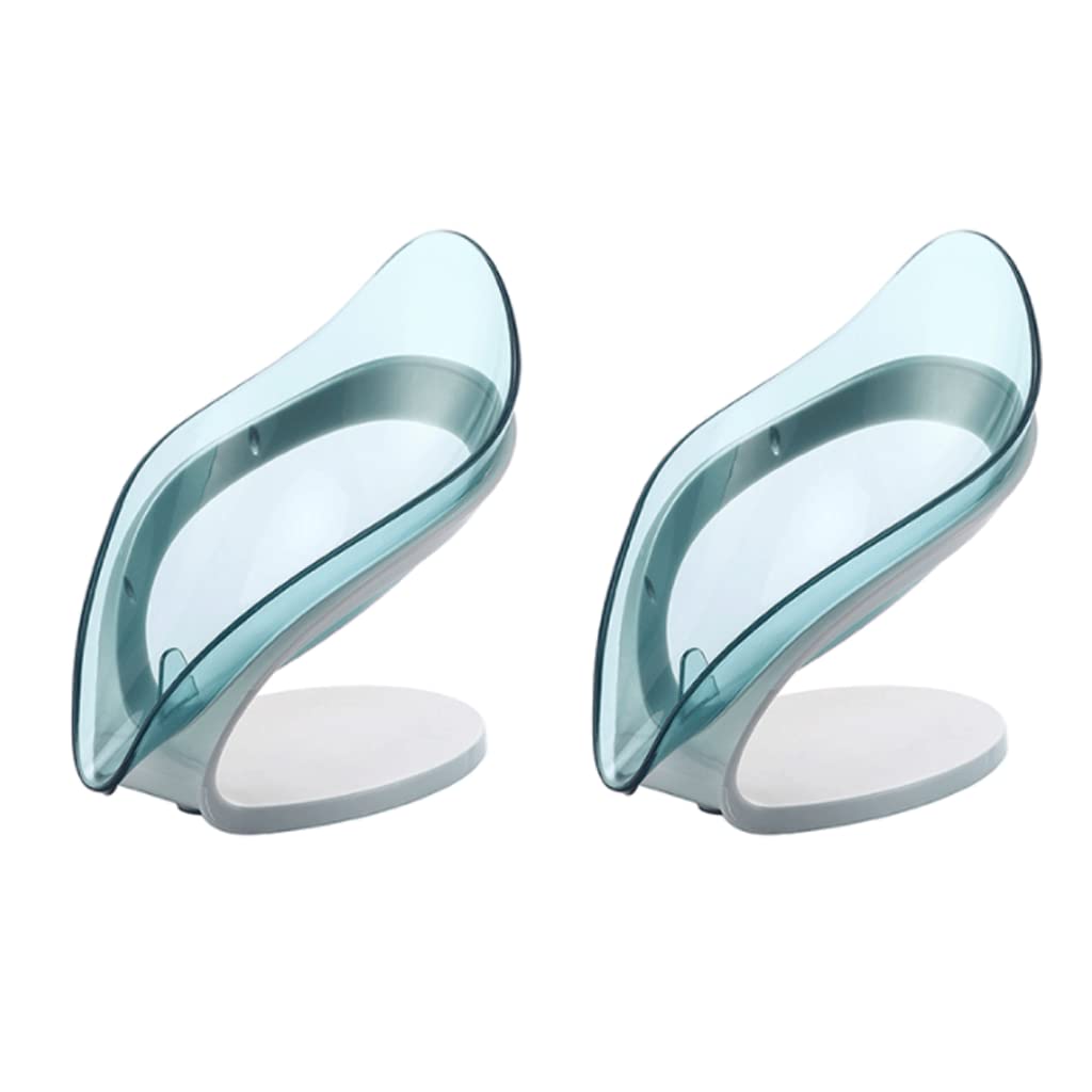 soap box holder, Soap Dish Holder,SoapTray,Self-Draining Creative Leaf, Detachable Transparent Drain(Type C)