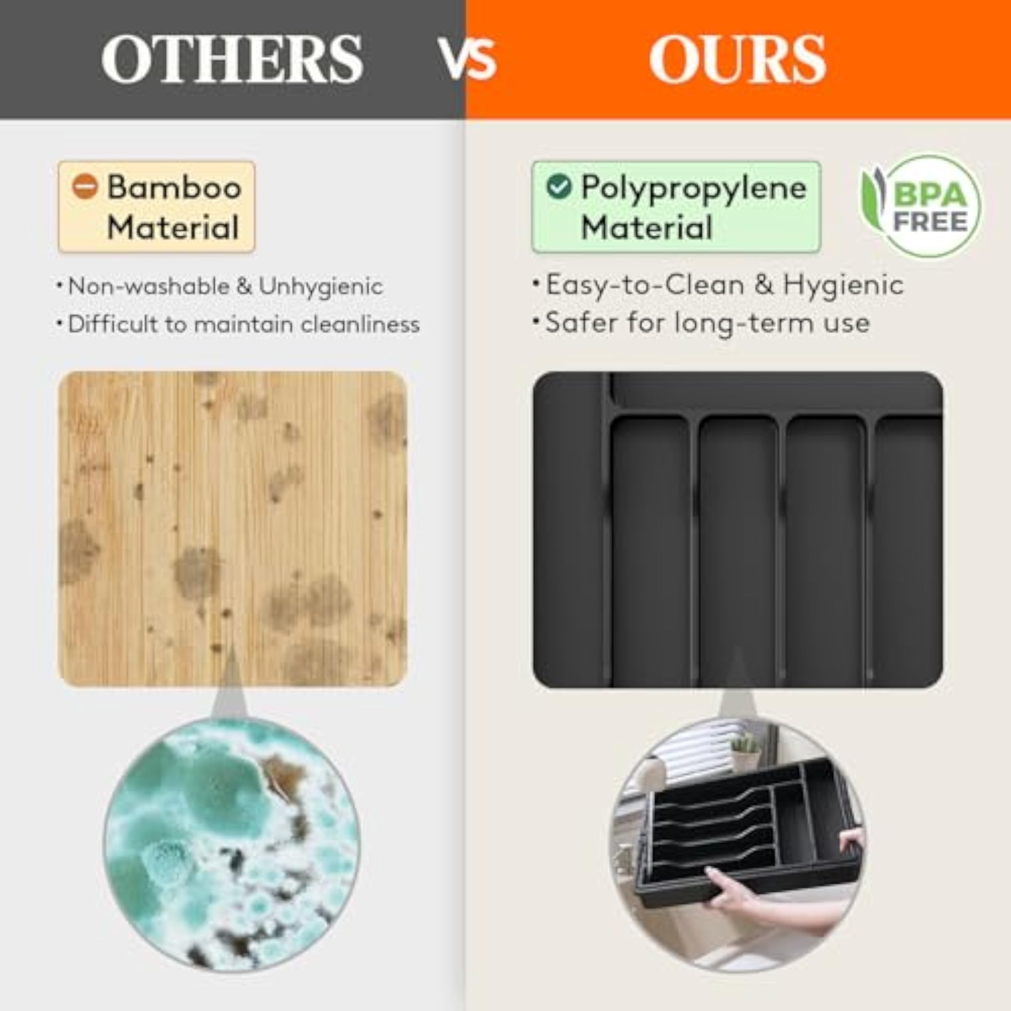 Expandable Plastic Silverware Organizer for Kitchen Drawers