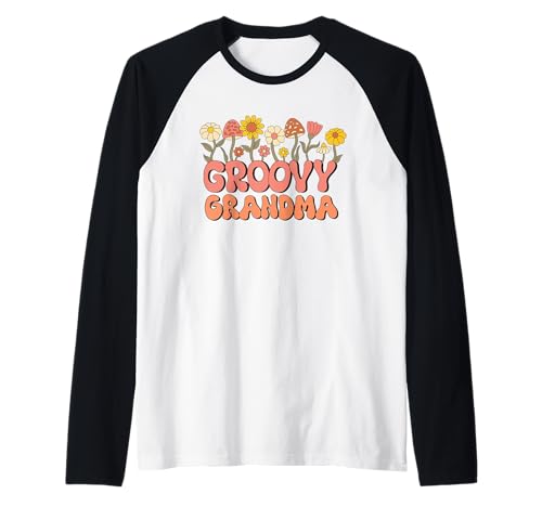 Groovy Grandma Camisa Retro 70s Hippie Flores Vintage Nana Camiseta Manga Raglan