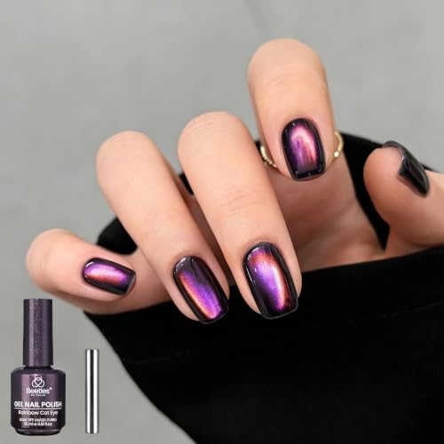 Image of Beetles Purple Cat Eye Gel Nail Polish, Midnight Orchid 15ml Magnetic Gel