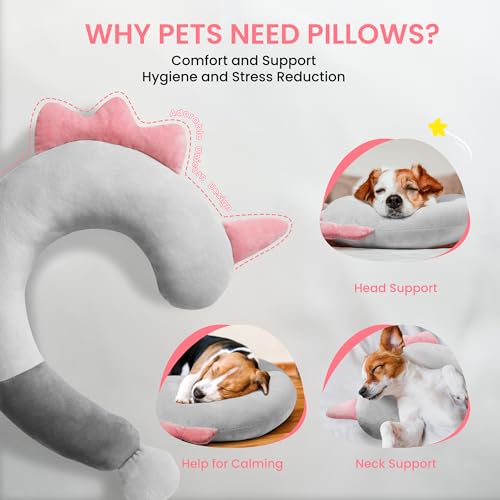 HiPetpy Hundekissen - Waschbares Hundekissen zur Beruhigung für besseren Schlaf, Weiches Nackenkissen für Hunde, Kinder, Erwachsene, Lindert Angst, Geschenk für mittelgroße/große Hunde, Rosa