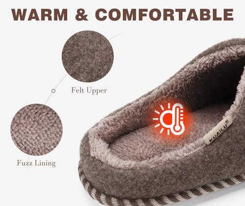 Image of KuaiLu Womens Supportive Memory Foam Slippers Felt Fuzzy Lined Heel Cushion Lightweight House Shoes for Indoor Outdoor