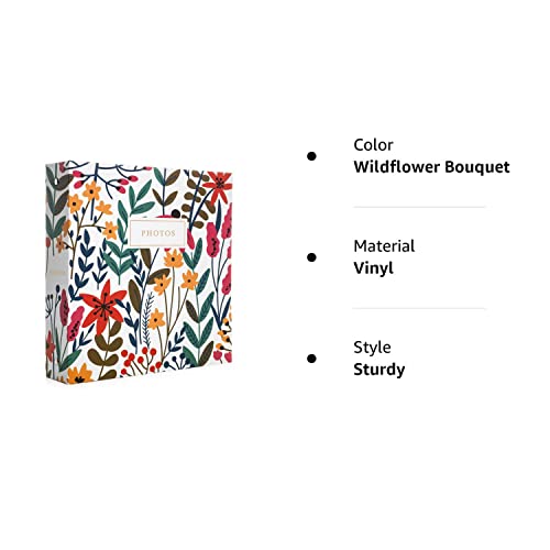 Jot & Mark Photo Album Set - 200 4X6 Photos, Clear Pocket Sleeves, 6 Tab Dividers, 3-Ring Binder 8.5X9.5 (Wildflower Bouquet) #TOP7