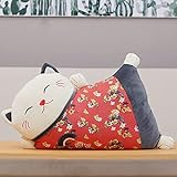 Japanese Style Lucky Cat Plush Toy Pillow with Removable Washable Cover for Office Home Sofa...