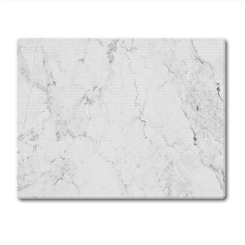 Tabla de cortar rectangular de vidrio templado con diseño de mármol blanco 25.4 x 20.32 cm, 1.27 cm de grosor miniatura 1