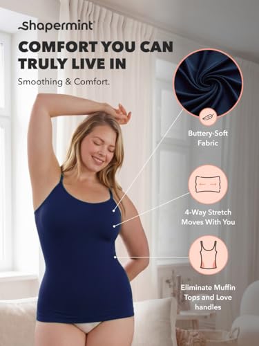 Image of SHAPERMINT Womens Tops - Scoop Neck Cami Body Shaper for Women, Shapewear Tummy Control, Camisole Tank Tops for Women