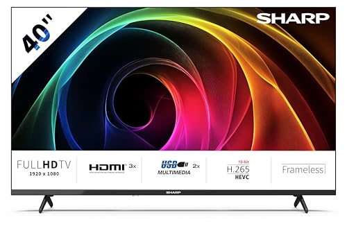 SHARP 40HA1305E – Non-SMART 40' FHD, Rahmenlos, 60 Hz, Sound 2x8 W, HDMIx3, USBx2, Farbe Schwarz