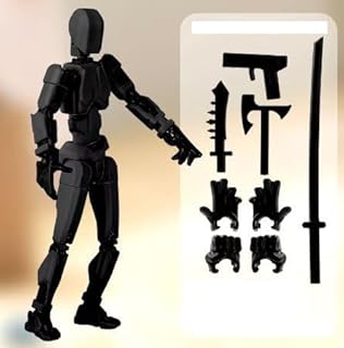 (Assembly Completed) Dummy 13, Robo Action Figure Multi-Articular Action Figure 3D Printed Joint Movable Creative Decompression Doll Robot Toys | Colour Black-picture-16