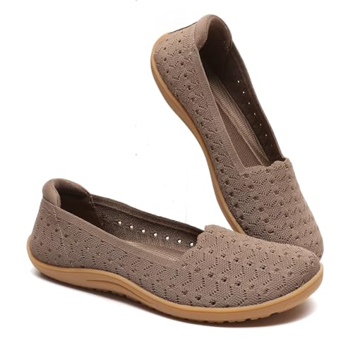 DEXJEWU Knit Ballet Flat Shoes
