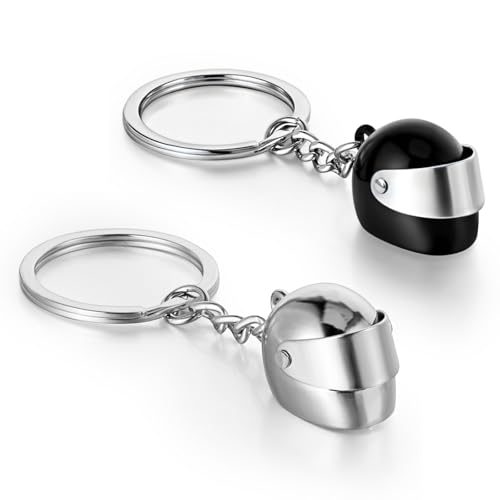AOZUO Lot de 2 Porte-clés Casque de Moto 3D, Idée Cadeau pour Motocycliste et Motard, Mini Pendentif pour Anniversaire et Vacances