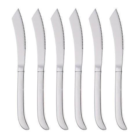 Bisda 6-Pieces Steak Knife Set, Premium Serrated Stainless Steel Kitchen Steak Knives, Flatware Utensil Silverware Sets, Dishwasher Safe Cover