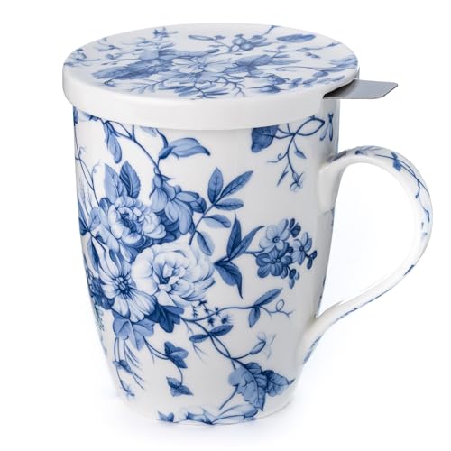 Taza de té Always In Bloom de porcelana fina con infusor y tapa miniatura 1