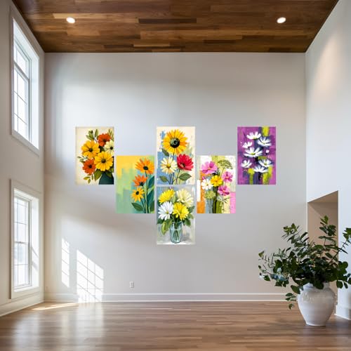 Image of SiddArtify Floral Wall Art Prints Set - Botanical Flower Poster Decor for Living Room Bedroom Office - 8x12 inch Board Pack of 6