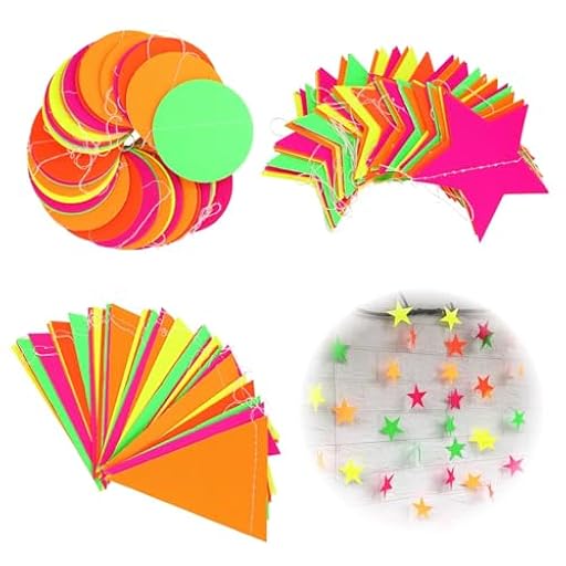 Guirnalda de Papel Neón 4,4 m – Set de 3 guirnaldas Fluorescentes con círculos, Estrellas y banderines – Brillan bajo luz UV para Fiestas, cumpleaños, Bodas, Discotecas y Eventos | Ya disponible en tu tienda friki favorita! En mundofriki.es! Guirnalda de Papel Neón 4,4 m – Set de 3 guirnaldas Fluorescentes con círculos, Estrellas y banderines – Brillan bajo luz UV para Fiestas, cumpleaños, Bodas, Discotecas y Eventos | Ya disponible en tu tienda friki favorita! En mundofriki.es!