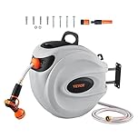 VEVOR Enrouleur Tuyau Arrosage Mural, 40 m x 12 mm, Dévidoir de Tuyaux d'Eau Rétractable avec Support Pivotant 180°, Buse à 9 Modes, Verrouillable, Rembobinage Automatique, pour Arroser Pelouse Jardin