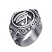 Elfasio Mens Stainless Steel Ring Egyptian Pharaohs Eye of Horus Ra Udjat Silver Tone Jewelry Size 13