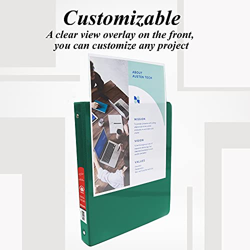Image of BAZIC Products 1 /2 inch Green 3-Ring View Binder, Round Ring, 2 Pockets, 2-Pack | round rings, 1 /2 in Green view 3-ring binder, 2 inside pockets, holds up to 100 sheets, Durable poly cover, 2 Pockets