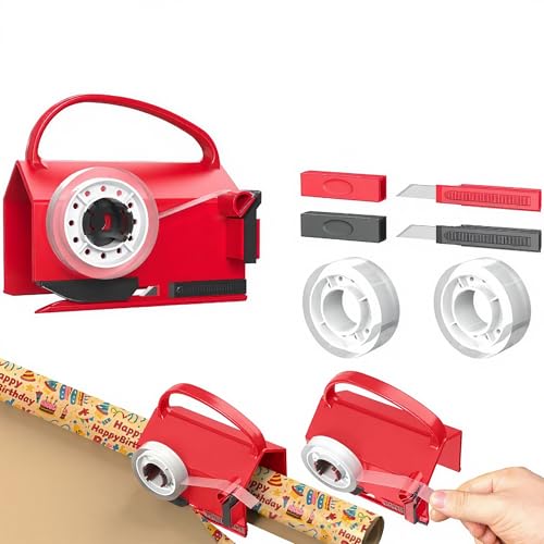 Lancoon Recortador de papel cortador de envolvimiento, cortador de papel con dispensador de cinta, corte rápido y seguro con borde liso, mango ergonómico, 2 cuchillas extra y 2 cintas incluidas Lancoon Recortador de papel cortador de envolvimiento, cortador de papel con dispensador de cinta, corte rápido y seguro con borde liso, mango ergonómico, 2 cuchillas extra y 2 cintas incluidas
