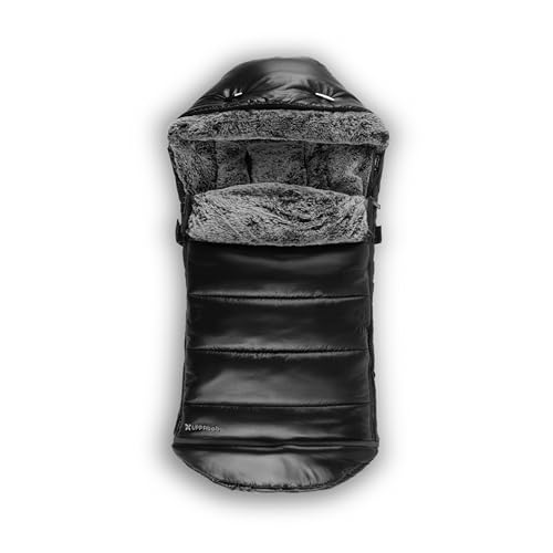 Image of UPPAbaby CozyGanoosh Luxe 2-in-1 Footmuff - Fits Strollers + RumbleSeat – Ultra-Plush with Zip-Out Liner, All-Season Weatherproof Cover - Lyla (Onyx Nylon)